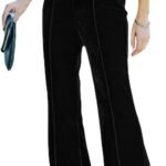 Velvet Pants for Women High Waist Bell Bottom Flare Pants Palazzo Casual Trousers