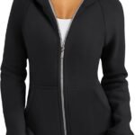 Women Zip Up Hoodies Fleece Jackets Oversized Sweatshirts Fall Fashion Outfits Sweaters Winter Clothes