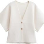 Women Oversized Cardigans Short Sleeve Lightweight Button V Neck Casual Knit Sweater Outerwear