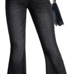 Flare Jeans for Women High Waisted Stretchy Bell Bottoms Wide Leg Side Seam Denim Pants