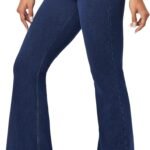 Bell Bottom Jeans for Women High Waisted Stretchy Pull On Flare Jeans Wide Leg Leggings Tummy Control Flare Pants