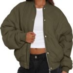 Women Quilted Bomber Jacket Fall Fashion  Lightweight Cropped Zip up Outerwear Winter Puffer Coats Pockets