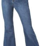 Women's Petite High Waisted Raw Hem Flared Jeans Stretchy Bell Bottom Denim Pants