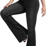 Flare Jean Leggings for Women,Bell Bottom Jeans for Women Knit Crossover High Waisted Bootcut Jean