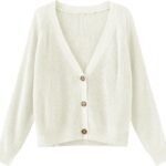 Women Long Sleeve Knit Sweater Open Front Cardigan Button Loose Outerwear