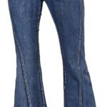 Women's Flare Jeans 70s Vintage High Waist Stretch Denim Bell Bottom Jeans