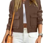 Women Cropped Bomber Jacket  Fashion Casual Trendy Varsity  Jackets Fall Outfits